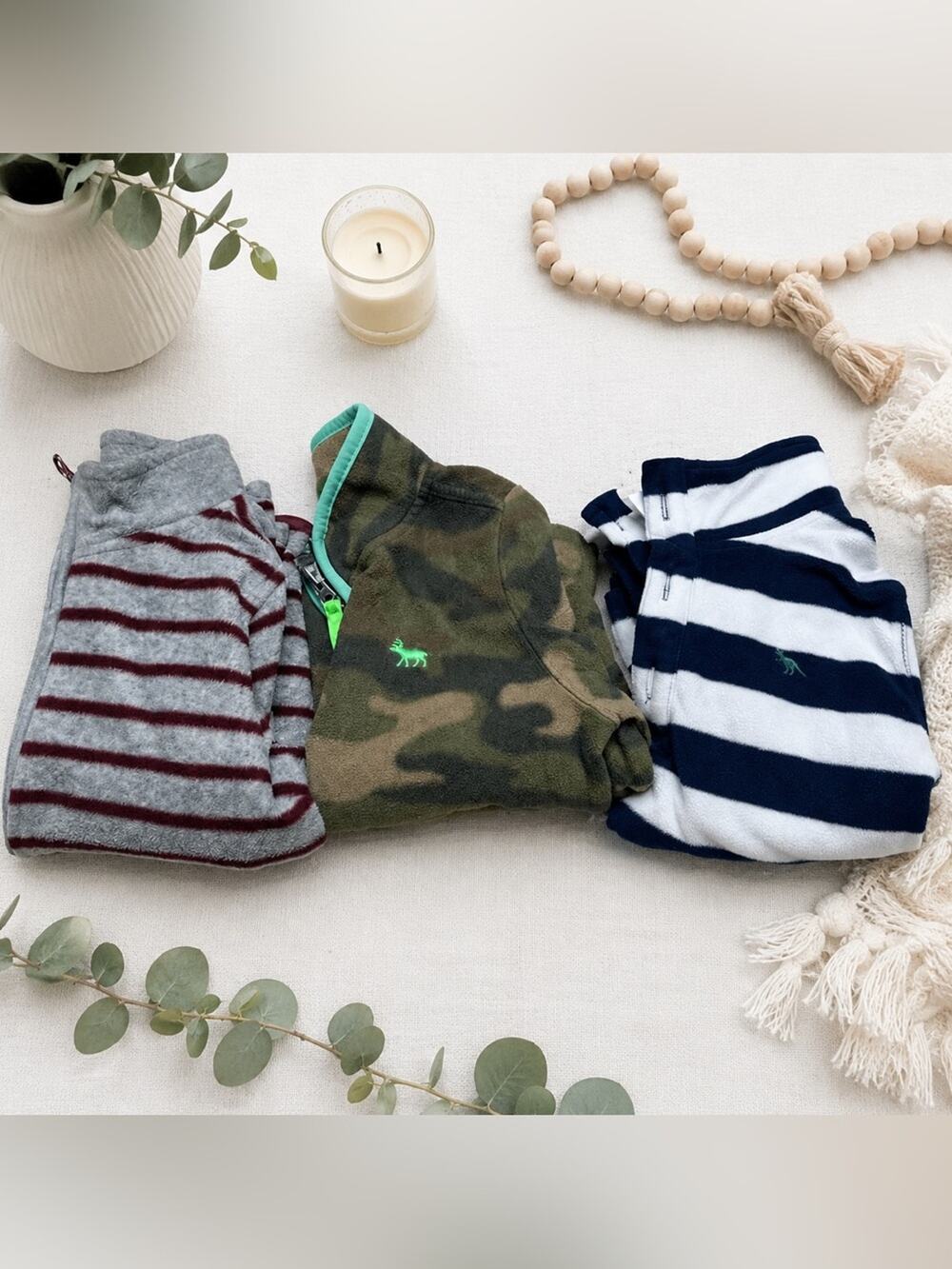Carter’s Boys Quarter Zip Fleece Pullover Lot 3 Size 3 Camo Striped